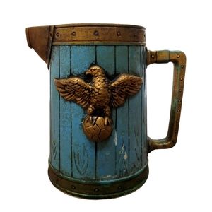 Vintage  INARCO Green Ceramic Pitcher w/ American Eagle Seal  E-2745